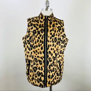 Dennis Basso Water Resistant Quilted Leopard Vest